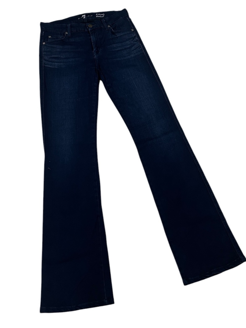 7 for all mankind High-Rise Dark Indigo stretch cotton kimmie bootcut jean sz 28